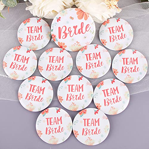 FLOFIA Insignia Broche Pin de Novia en Inglés, 1pcs Novia Bride “Bride” + 11pcs Team Bride “TEAM Bride”, Accesorios Novia para Boda Dama de Honor Despedida de Soltera Fiesta Decoración Party
