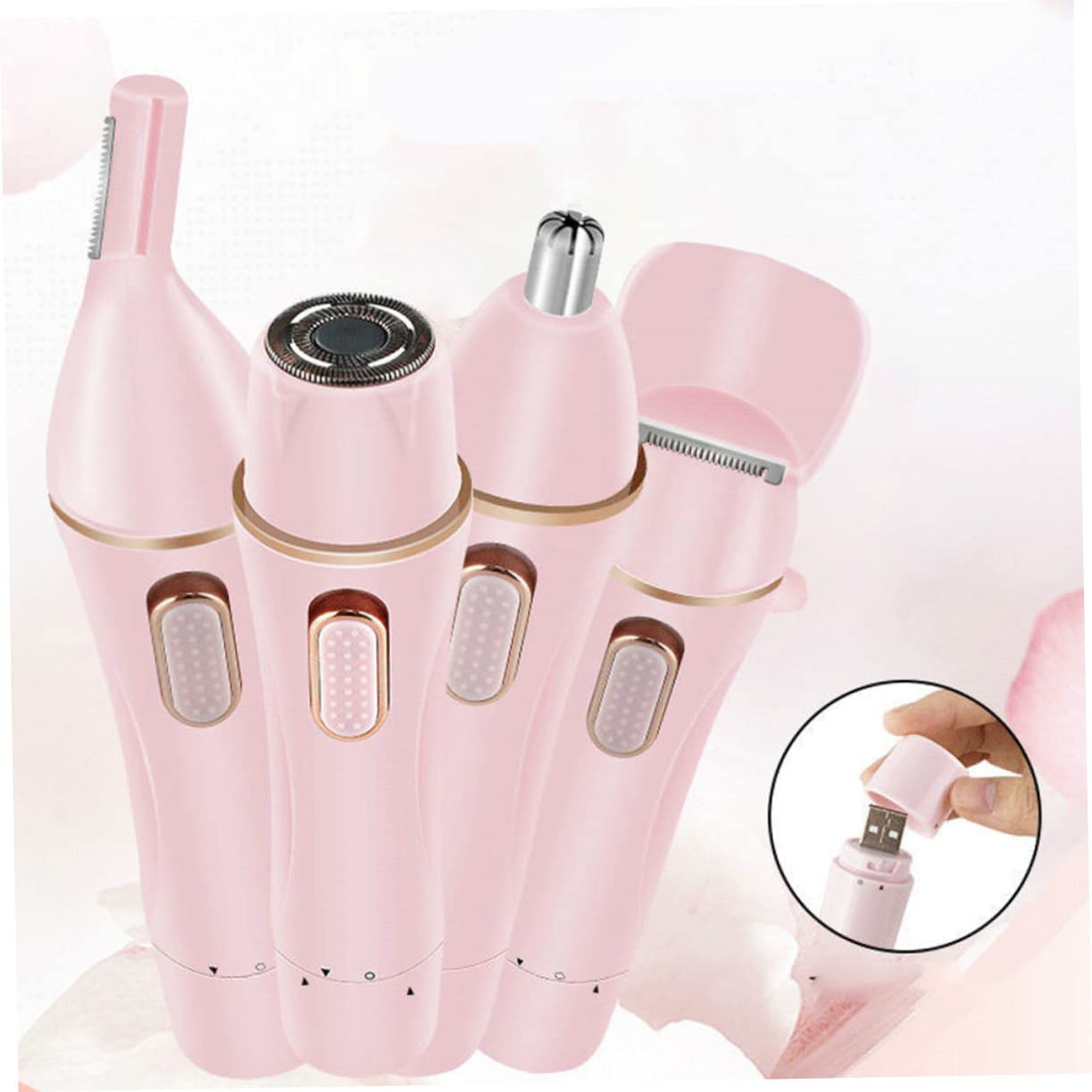 2 Sätze Elektrischer Rasierer für Damen Haarentfernungstool USB Aufladbar Tragbar für Gesicht Lippen Wangen und Beine Sicheres und Effektives Dehairing Tool