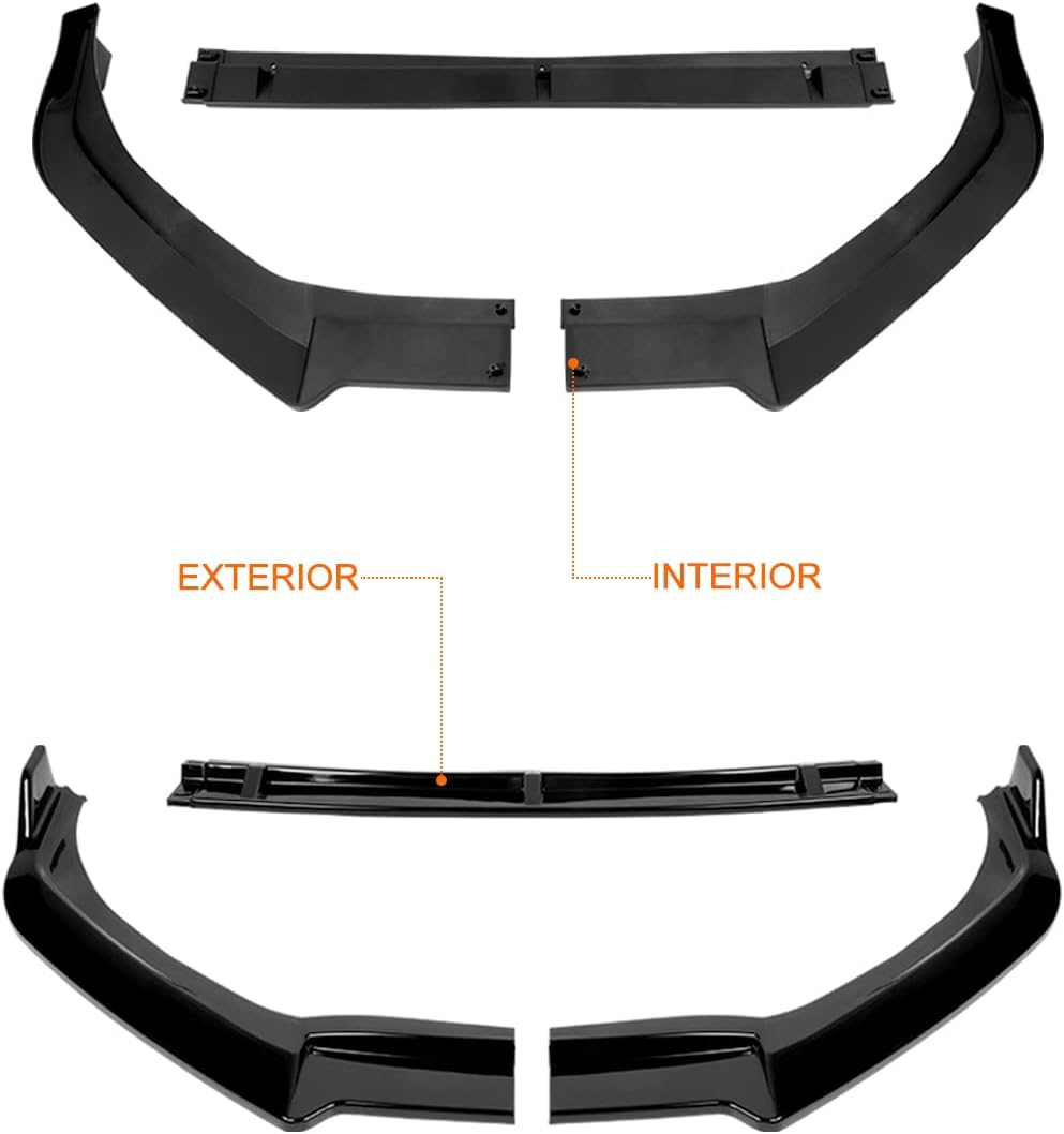 3Pcs Glossy Black MP-Style Front Bumper Lip Spoiler Splitter Compatible with 18-20 Toyota Sienna