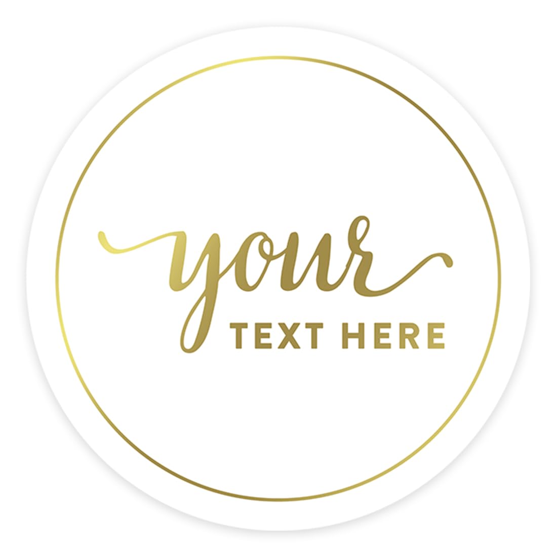 Andaz Press Fully Personalized Round Wedding Favor Gift Labels Stickers, Metallic Gold Ink, Your Text Here, 40-Pack, Custom Made Any Text Personalized