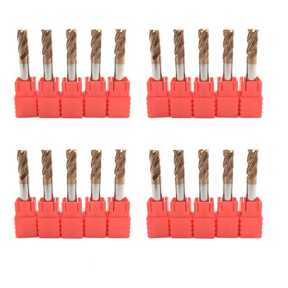 Jnchdghwa Gold&Silver 20Pcs 6Mm 4 Flute Carbide Endmills Cnc Milling Cutter Milling Slotting Profiling Face Mill Spiral Bits