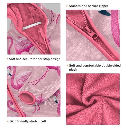 OTVEE Exotic Pink Flamingo Birds Kids Hoodie Jacket Fall Spring Full Zip Warm Outwear Coat3