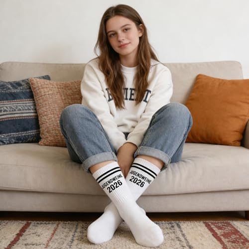 Jugendweihe Geschenke Junge Socken Set mit Schutzengel Schlüsselanhänger Viel Glück zur 2026 Geschenkideen Teenager Outfit Accessoires inklusive Geschenktüte Jugendweihe Geschenke Weiß