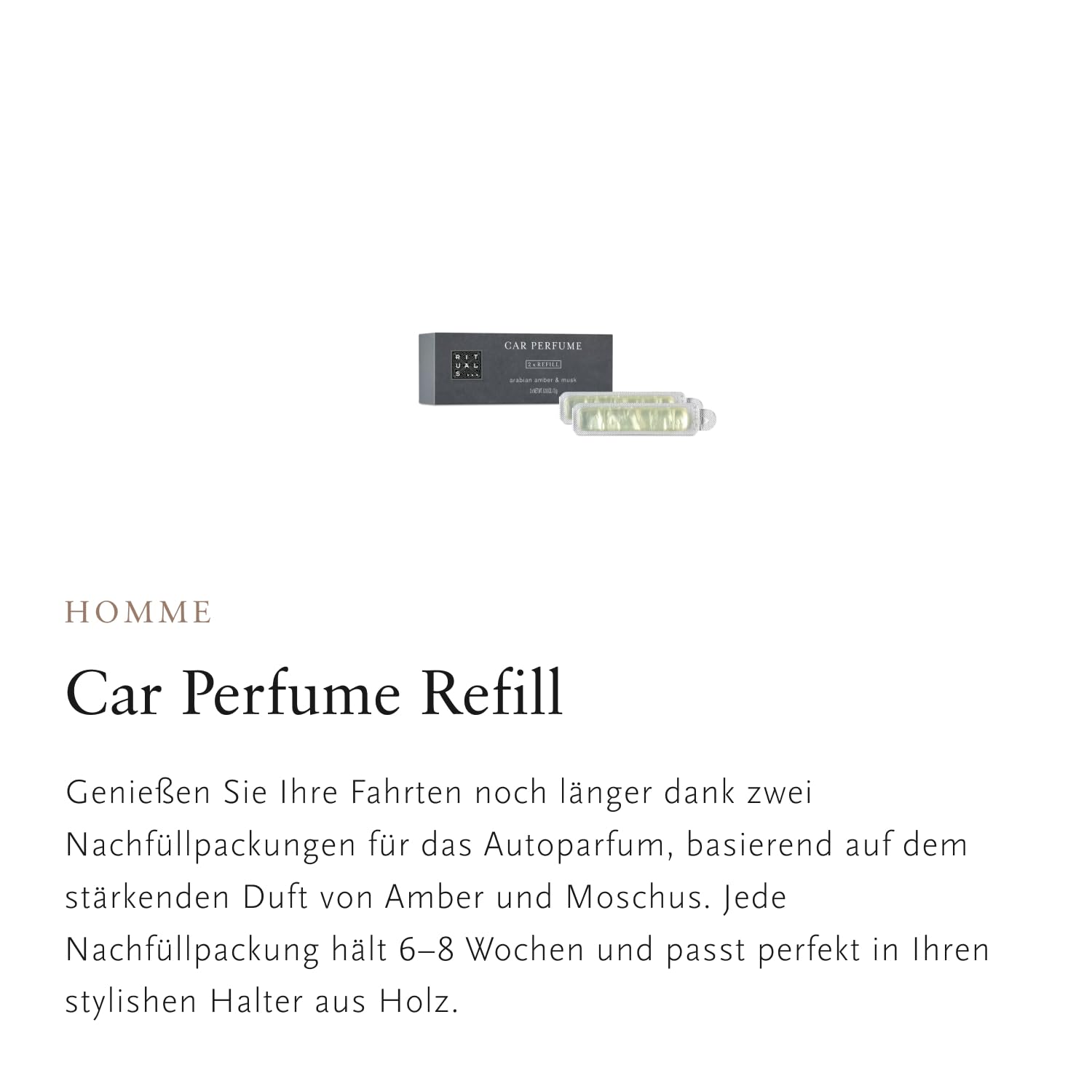 RITUALS Autoparfüm Nachfüller Homme Autoparfüm | Das Leben ist eine Reise | 2 Nachfüllungen für das Auto mit Duft von Amber und Moschus | Autoduft Nachfüllpack | 2 x 3 g