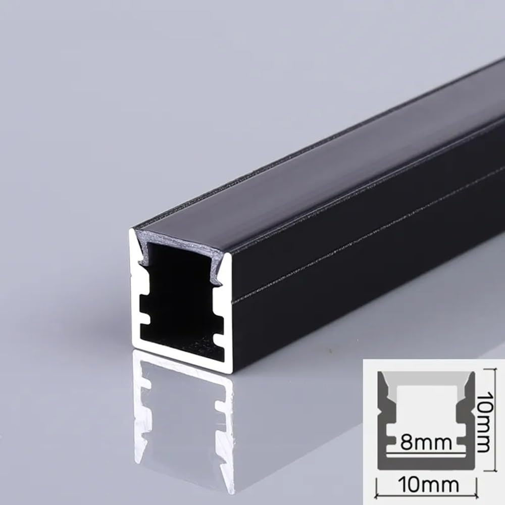 Profilo In Alluminio A LED, 2/3/5/10 Pezzi 0,5 M/pz Profilo In Alluminio A LED Stile V/U/YW Nero For Supporto For Canale 5050 5630 Copertura Lattea Armadio Armadio Barra Lineare Strisce Luminose(10x10