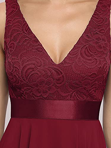 Image of Ever-Pretty Women's Spring V Neck Lace Chiffon A Line Prom Dresses Semi Formal Cocktail Wedding Guest Dress 0207