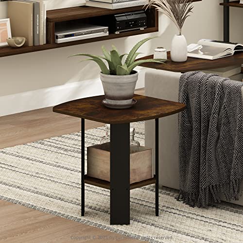 Image of Furinno Simple Design End Side Night Stand /Bedside Table with Bin Drawer, Amber Pine /Black