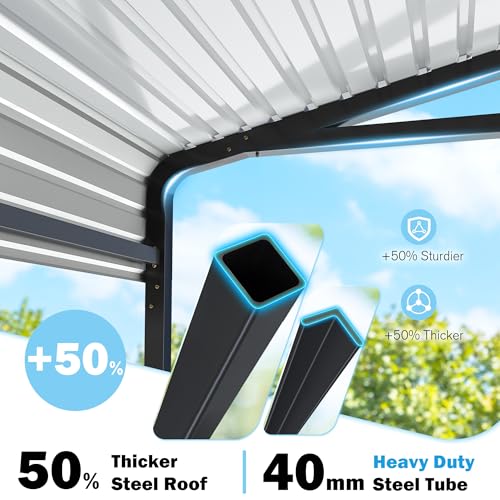 Carport Canopy 12’X20’ Heavy Duty Car Port Galvanized Steel Roof, Reinforced Stable Triangle Frame for Snowy Windy Metal Carports Enhanced Base Car Tent for Car,RV,Pickup,Boat,Truck,Tractor