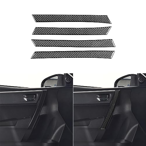 PJFUS Real Premium Carbon Fiber Car Inner Door Armrest Panel Decorative Cover Soft Sticker Compatible with Toyota Corolla 2014 2015 2016 2017 2018 Auto Interior Accessories Black 4pcs