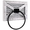 Autumn Alley Barn Door White Bathroom Farmhouse Towel Ring – Wall Mounted Rustic Hand Towel Holder – Mix of Wood and Galvanized Metal & Black Ring for Country Decor – Farmhouse Bathroom Decor