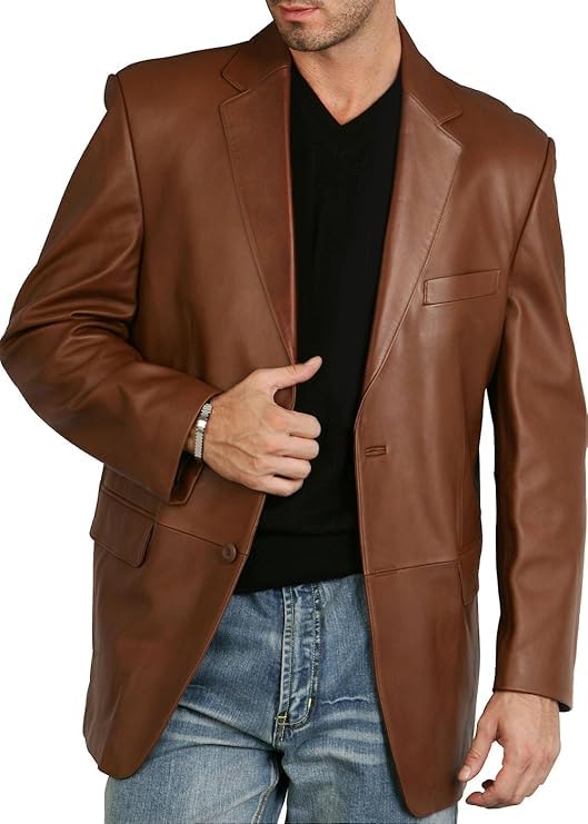 ORVIX Men Richard Classic Leather Blazer Lambskin Sport Coat Jacket (Regular, Big & Tall and Short)-picture-34