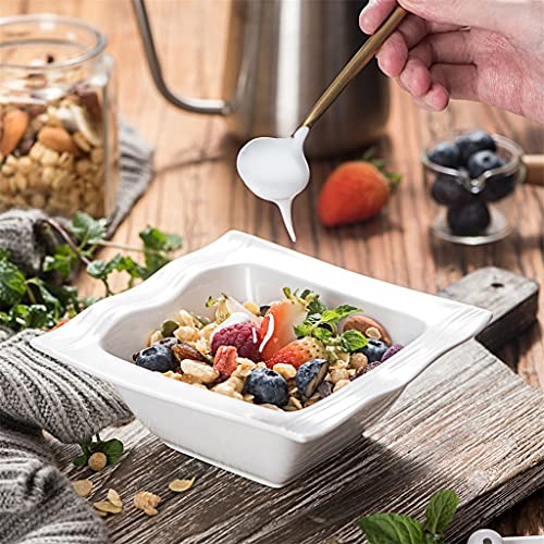 Llly 6-Piece 5.5" Ivory White Porcelain China Ceramic Cereal Bowls Salad Soup Bowls (14 * 14 * 5.5Cm) #TOP4