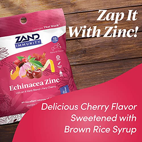 Zand Herbalozenge Cherry Echinacea Zinc | Throat Lozenges | No Corn Syrup, No Cane Sugar, No Colors (12 Bags, 15 Lozenges) #TOP2