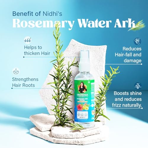 Image of NIDHI'S GRANDMAA SECRET Rosemary Water Ark | Hair Thickening Mist, Natural Rosemary Water Spray for Thick Hair | Pure Distillate | Suitable for All Hair Types | 50 mL
