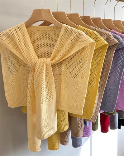 Women's Knitted Knotted Shawl Wraps Hollow Solid Cape Casual Travel Scarf Shoulder Tops Spring Summer Fall4