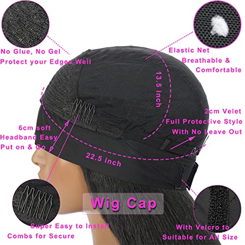 Szphoxer Kinky Straight Headband Wigs For Women Synthetic Headband Wig Long Yaki Straight Hair Wigs With Headband Attached 24 Inch Full Machine Made None Lace Front Wig Natural Black Color thumb #2