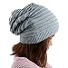 Samtree Women Men's Beanie Hat,3 Wears Stripe Solid Color Knit Hats Loop Scarf(Light Grey)