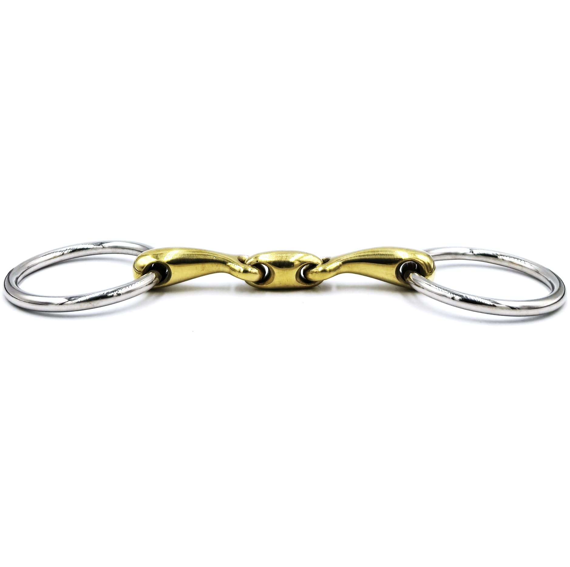 ES0275 Gebiss Wassertrense Doppelt Gebrochen aus Kupfer und Edelstahl Ringdurchmesser 60 mm Gebissstärke 14 mm (14.5 cm)