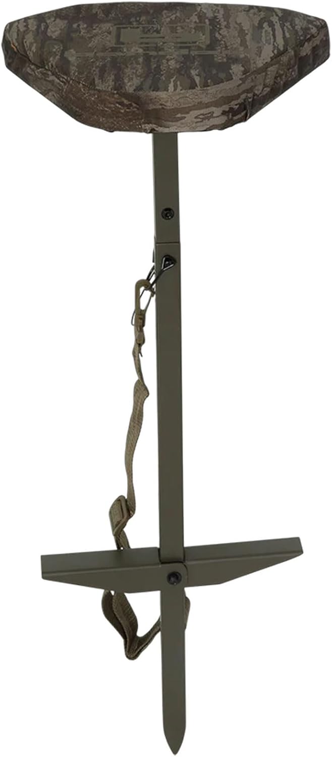 Banded Deluxe Slough Stool | Adjustable Swivel Hunting Seat with Padded Cushion & Steel Frame for Waterfowl Blinds & Field Use | Portable Duck Blind Chair with Strap & Anchoring Feet, Legacy