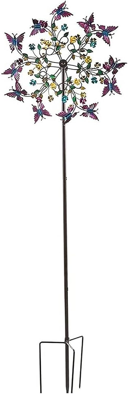Exquisite Garden Wind Spinner Metal Stakes Butterfly Windmill Garden Art Decoration Rotating Party Scene Props