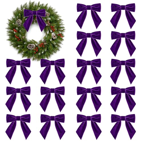 16Pcs Christmas Velvet Bows, 4.3' Vintage Velvet...