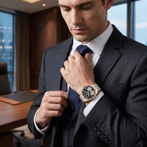 Image of ALIX AL2917 Modern Textured Dial Chronograph Analog Watch Black Strap
