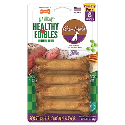 Nylabone Healthy Edibles Natural Dog Chews, Long Lasting Bones for Dogs, Roast Beef & Chicken Flavor...