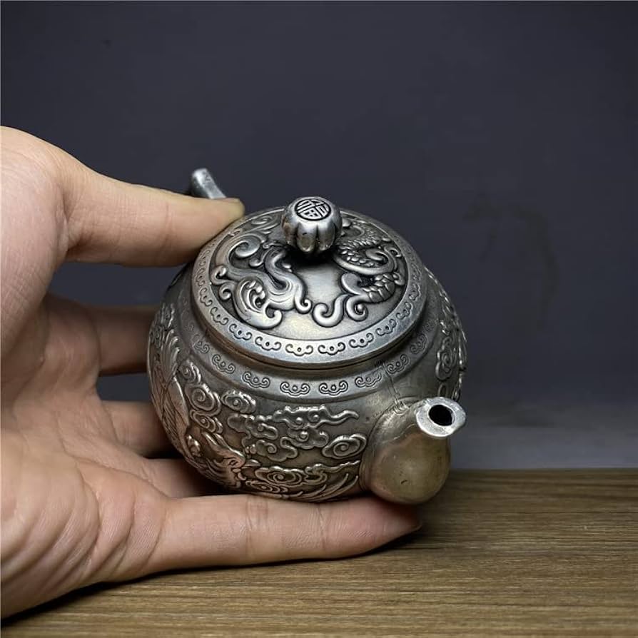 Amazon.co.jp: LAOJUNLU アンティーク雑貨 古い銀細工 二龍遊珠