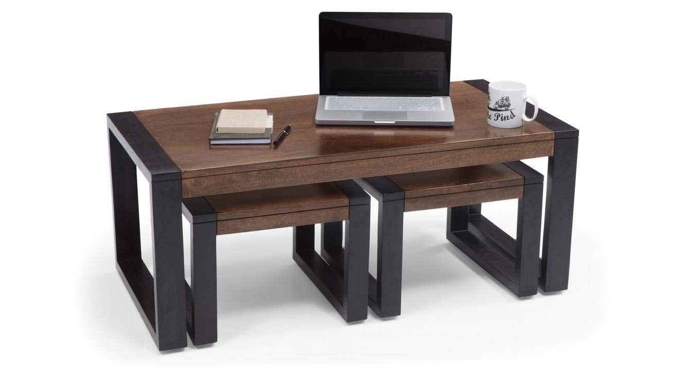 Enfurnish Solid Sheesham Wood Coffee Table with 2 Stool | Rectangle Centre Table with Stool | Center Table with 2 Stools for Living Room | Patio Table with 2 Stool |Natural & Walnut, Pre Assembled (B0CGNS7TF2) Amazon Price History, Amazon Price Tracker