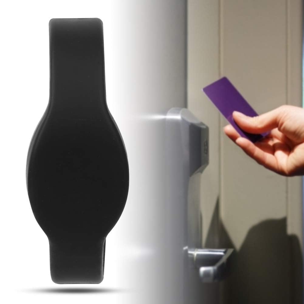 Agatige RFID Wristband, 10 Pezzi 13,56 MHz Carta D'identità Braccialetti in Silicone Scheda IC Impermeabile con Cinturino, Utilizzata per Controllo degli Accessi, Piscina, Sauna(Nero)