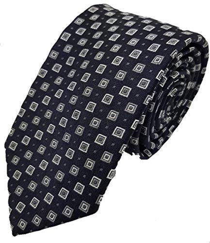 Silk Ties Krawatte Seide Kästchen 7 cm, Krawatte Seide 7 cm:Schwarz - Grau Cover