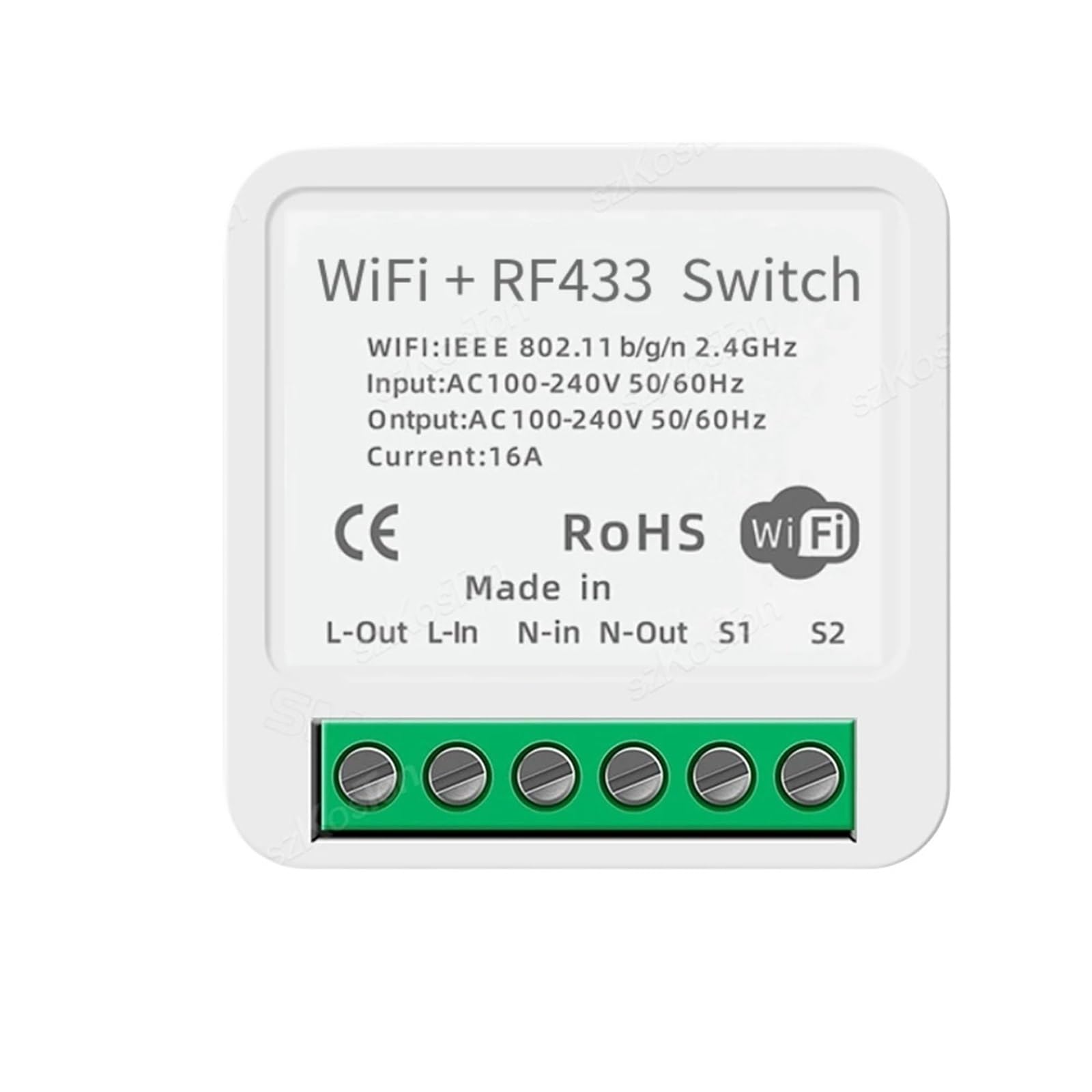 Módulo de interruptor inteligente WiFi Tuya RF433, minireceptor de relé de 16 A, controlador de automatización del hogar inteligente DIY, compatible con Alexa y Google.