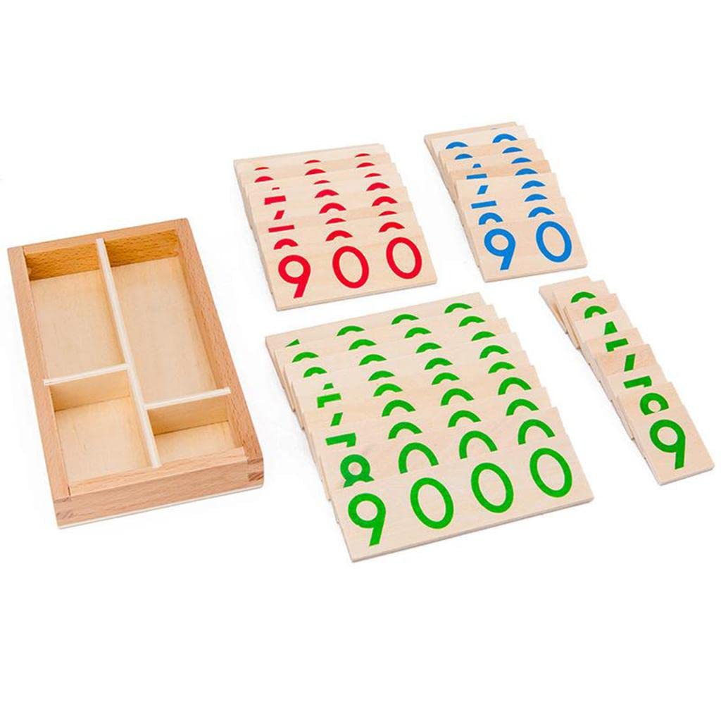 SM SunniMix Math Comptage Montessori Mathématiques 1-9000 en Bois calculerer Mathématiques Préscolaire Éducatifs Nombre Cartes pour Enfants 6