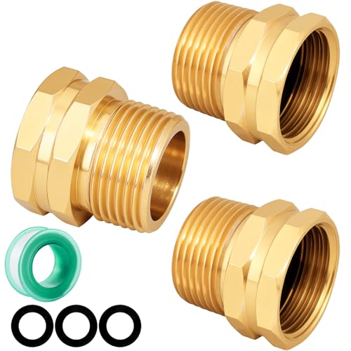 SIGURANTA Garden Hose Adapter: Brass 3/4 GHT Female to 3/4 NPT Male Reducer Leak-Proof Connector (3/4 GHT Female to 3/4 NPT Male 3-Pack)