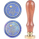 CRASPIRE Wax Seal Stamp Rocket, Sealing Wax Stamps Retro Wood Stamp Removable Brass Head 25mm Wood Handle for Wedding Invitations Embellishment Bottle Decoration Gift Packing