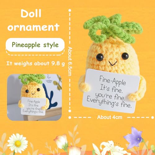 Pocket Hug positieve cadeaus, creatieve opvrolijking geschenken fruit gebreide pop, stervrucht moedermaker cadeau voor vrouwen, mannen, partner, beste vriendin, collega's, studenten - Afbeelding 3