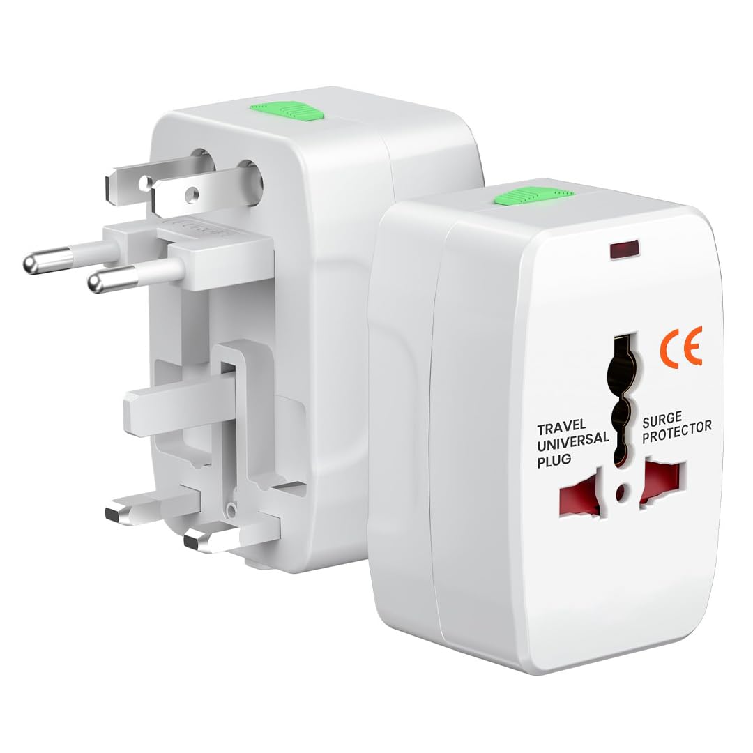 Electronic Spices Universal Travel Adapter Surge Protector International Adapter All-in-One Adapter Plug White-image-25
