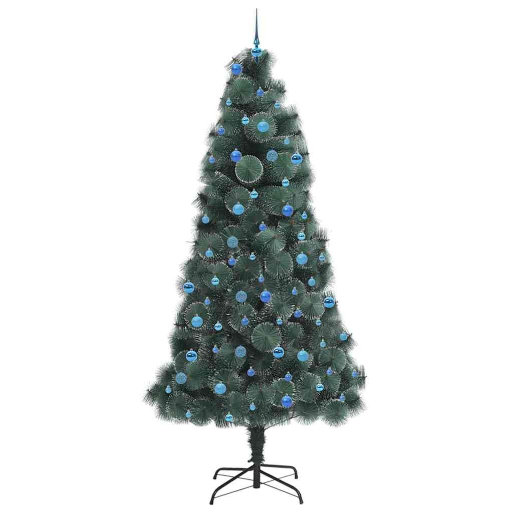 Kunst-Weihnachtsbaum 240 cm, 300 LED warmweiß, inkl. Kugeln & USB, grün