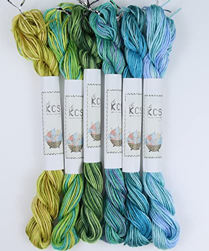 Image of KCS Big skeins of 25 Meters Size 25 Color Variegated Cross Stitch Stranded Threads,6 skeins,15