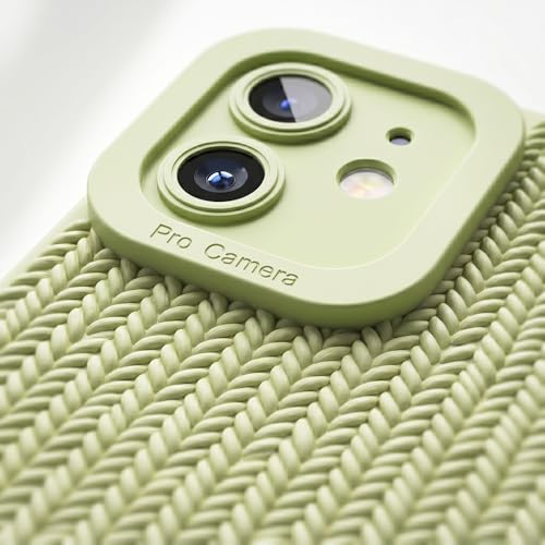 Image of amazon basics Luxury 3D Knitted Texture Soft Silicone Back Cover for iPhone 11 | Slim Fit Shockproof Case with Camera Protection & Non-Slip Grip - Green
