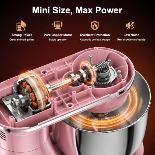 Image of Honinst 4QT Electric Stand Mixer, 10-Speed Tilt-Head Compact Kitchen Mixer