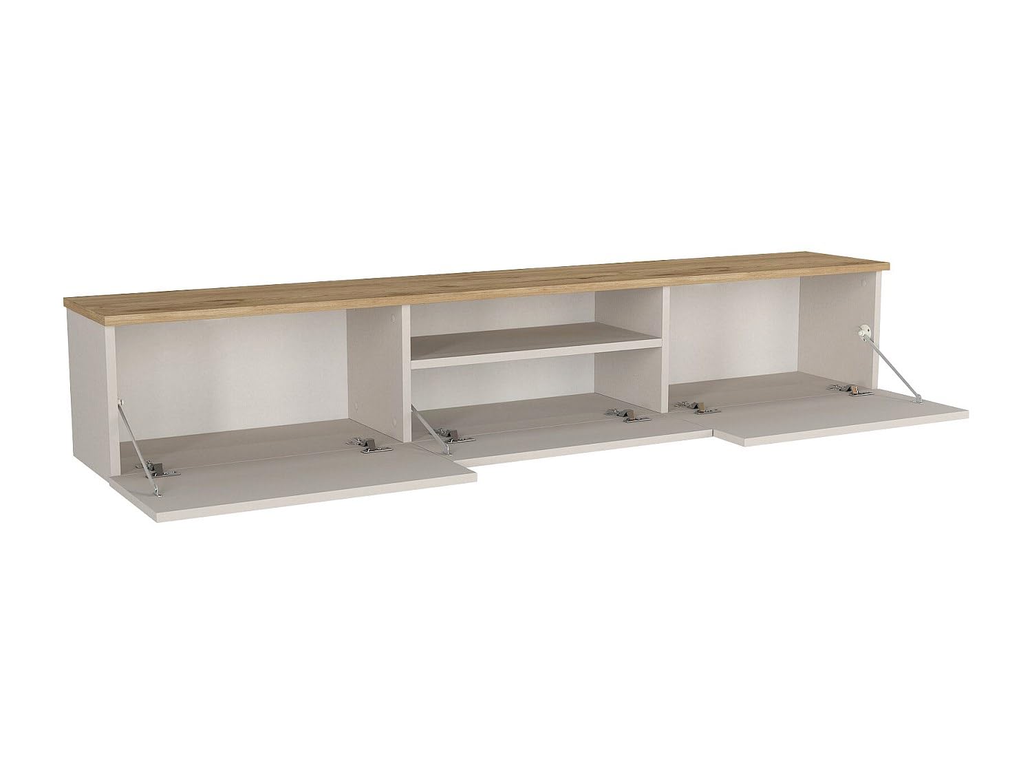 Vente-unique - Mueble colgante para TV Lotula -L 180 cm x 29,5 cm x 31,3 cm, madera de color beige, natural claro