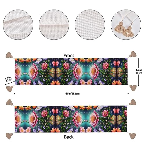 Peinture diamant fleur sur chemin de table long et rustique haut de gamme