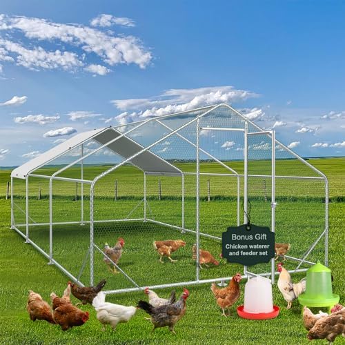 Giantex 20ft Large Metal Chicken Coop, Walkin Chicken Run