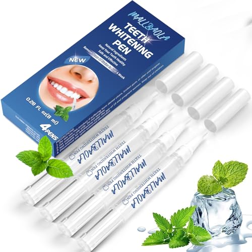 Lápiz Blanqueador de Dientes 4 Piezas, Kit Blanqueamiento Dental con Gel Efectivo para Dientes Blancos y Brillantes, Elimina Manchas y Años de Decoloración