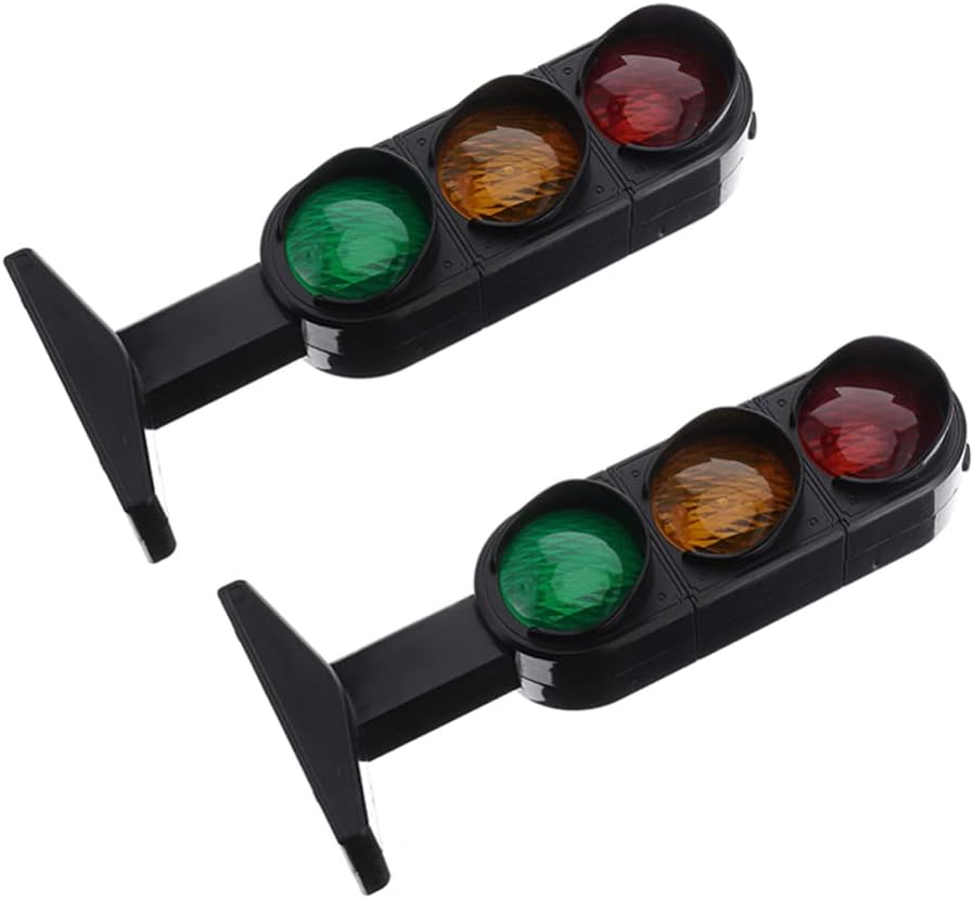 STOBOK Kids Traffic Light Signs Toy: 2PCS Multicoloured Simulation Road Light Safety Traffic Maker Crosswalk Signal Model Toy LED Traffic Stop Sign Light Lamp Toy Playset for Toddler Child
