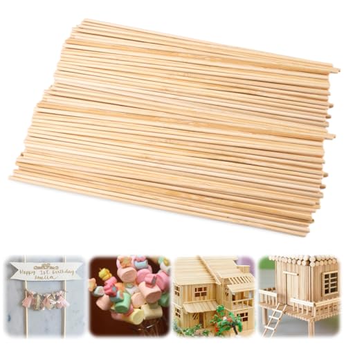 200 Stück Holzstäbchen Zum Basteln 300mm x 4mm Zuckerwatte Stäbe Holzstäbchen Rund Natürlich Zuckerwattestäbe Zuckerwattestäbchen für Dekorationen Holzarbeiten Kunstprojekte & DIY