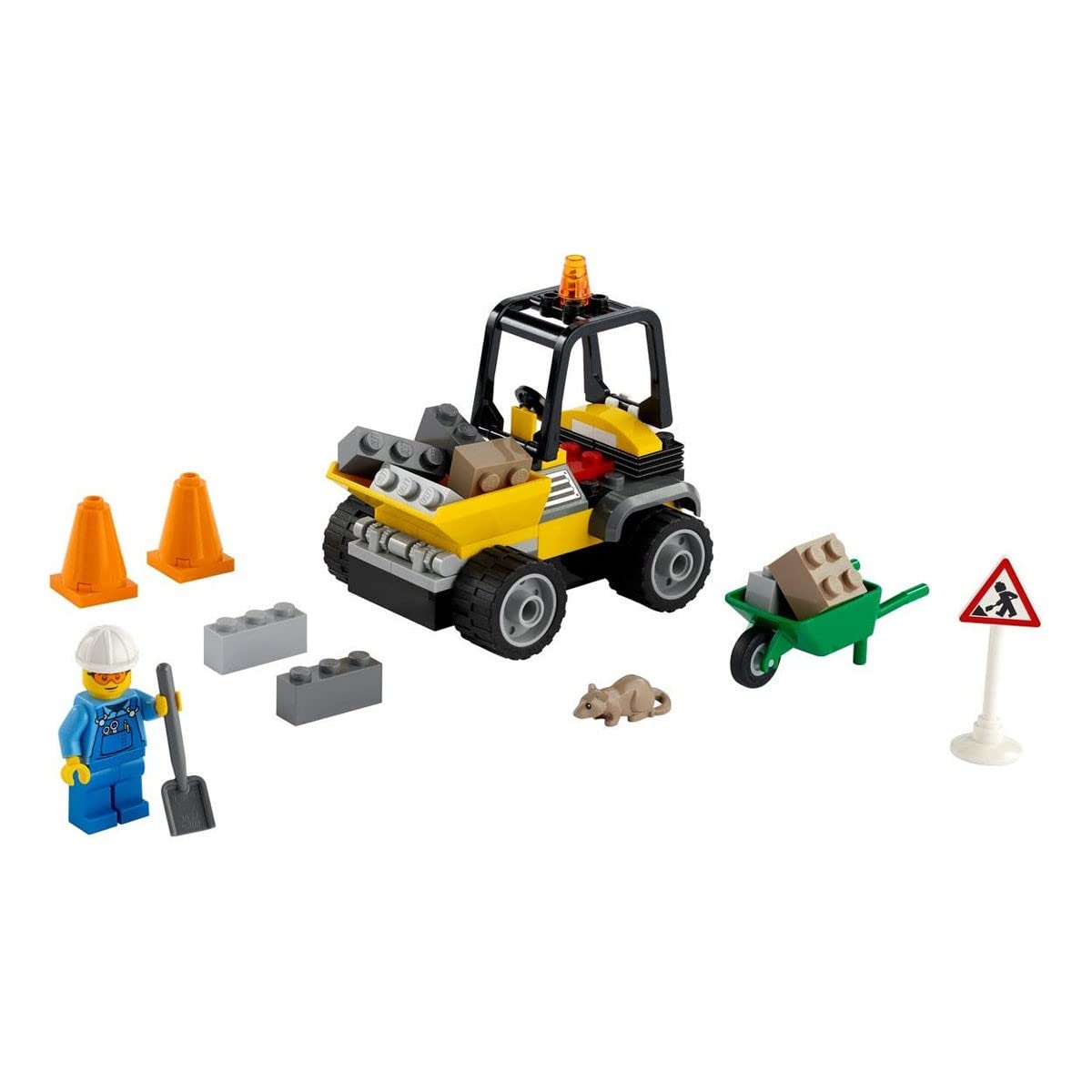 LEGO 60284 City Great Vehicles Roadwork Truck Toy, Front-End Loader Construction Vehicle Toys, Gifts for 4 Plus Year Old Boys and Girls