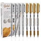 LOONENG Gold and Silver Marker Metallic, Fine Point Gold and Silver Markers Permanent Metallic for Artist Illustration, Crafts, Gift Card Making, Scrapbooking, Fabric, DIY Photo Album, 8 Count