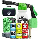 Wontolf CWK188 Car Wash Kit with Foam Gun, Car Wash Soap, Interior Detailer Cleaner, Wheel Cleaner, Car Care Cleaning Detailing Kit for Cars Trucks RVs SUVs Motorcycles (Works w/Garden Hose), 10 Items